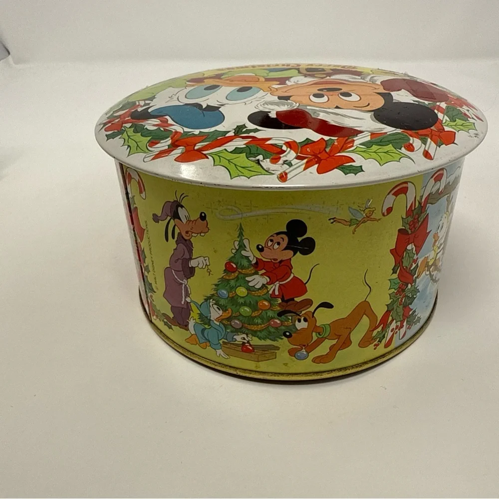 Disney Holiday Tin with‎ Mickey and Donald - Red and Green vintage